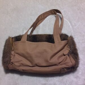 Vintage Canvas Fur Bag  (new without tags)